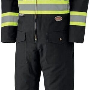 New NWT PIONEER Black 2XL Men's Safety Coveralls with Neon Reflective Stripes,
